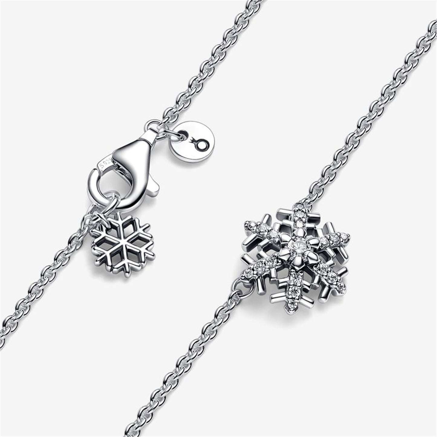 S925 Sterling Silver Sparkling Snowflake Pendant Necklace