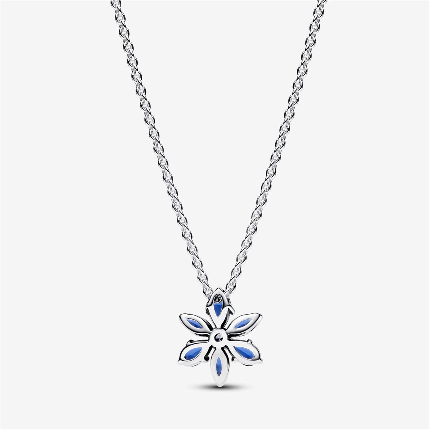 S925 Sterling Silver Sparkling Blue Herbarium Cluster Pendant Necklace