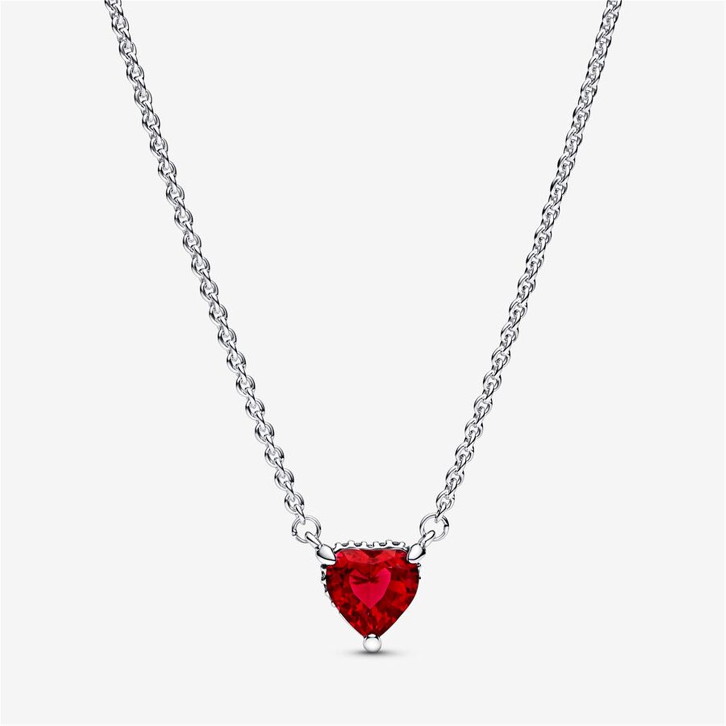 S925 Sterling Silver Sparkling Heart Halo Pendant Collier Necklace
