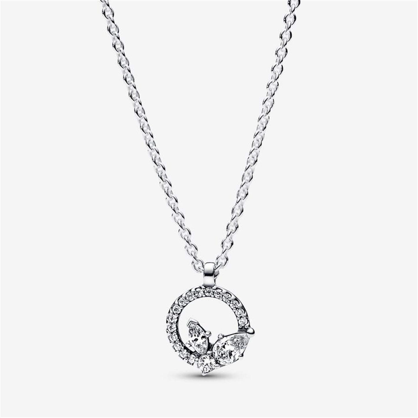 S925 Sterling Silver Sparkling Herbarium Circle & Cluster Pendant Necklace