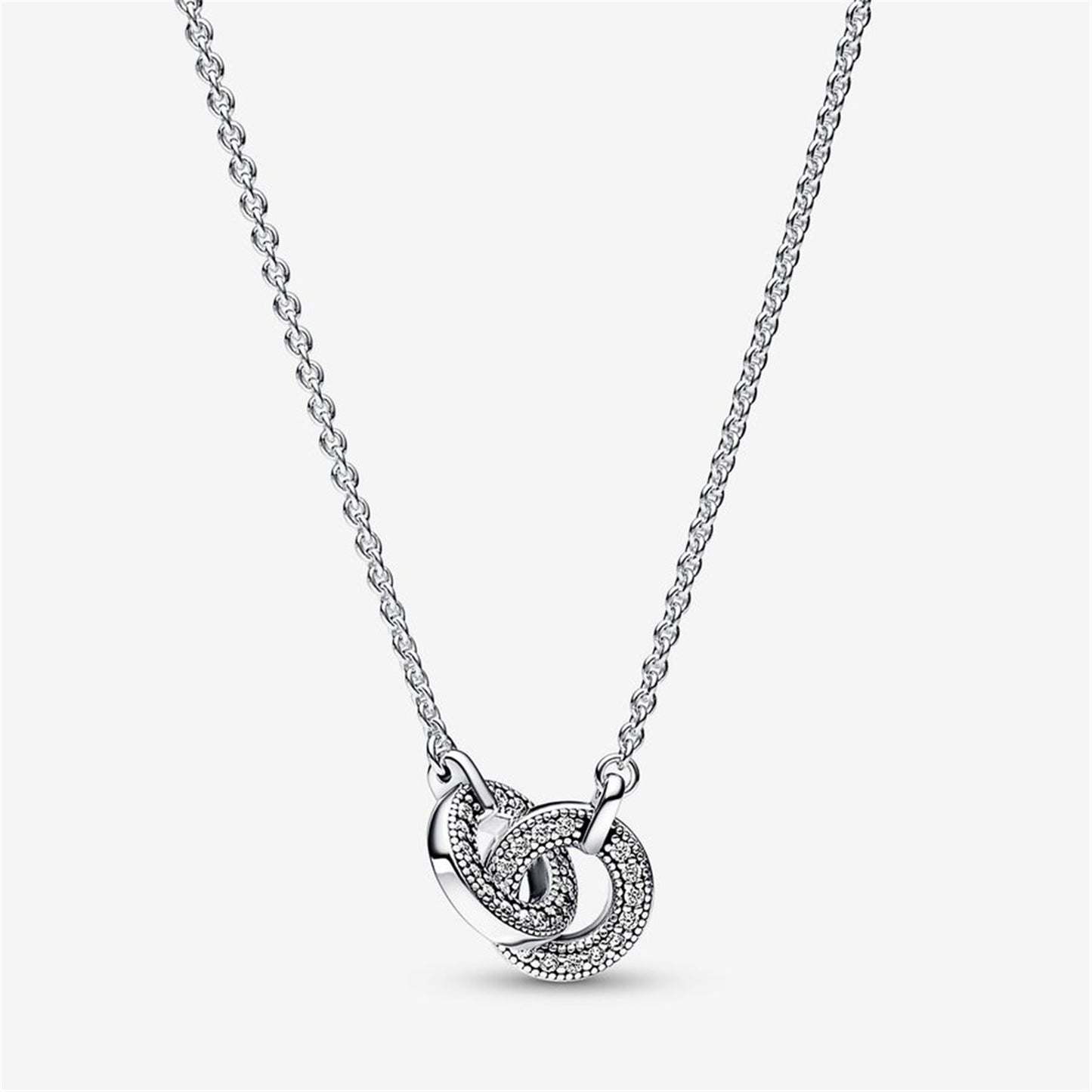 S925 Sterling Silver Signature Intertwined Pavé Pendant Necklace