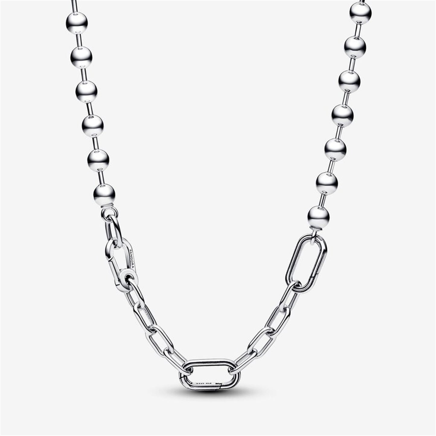 S925 Sterling Silver ME Metal Bead & Link Chain Necklace