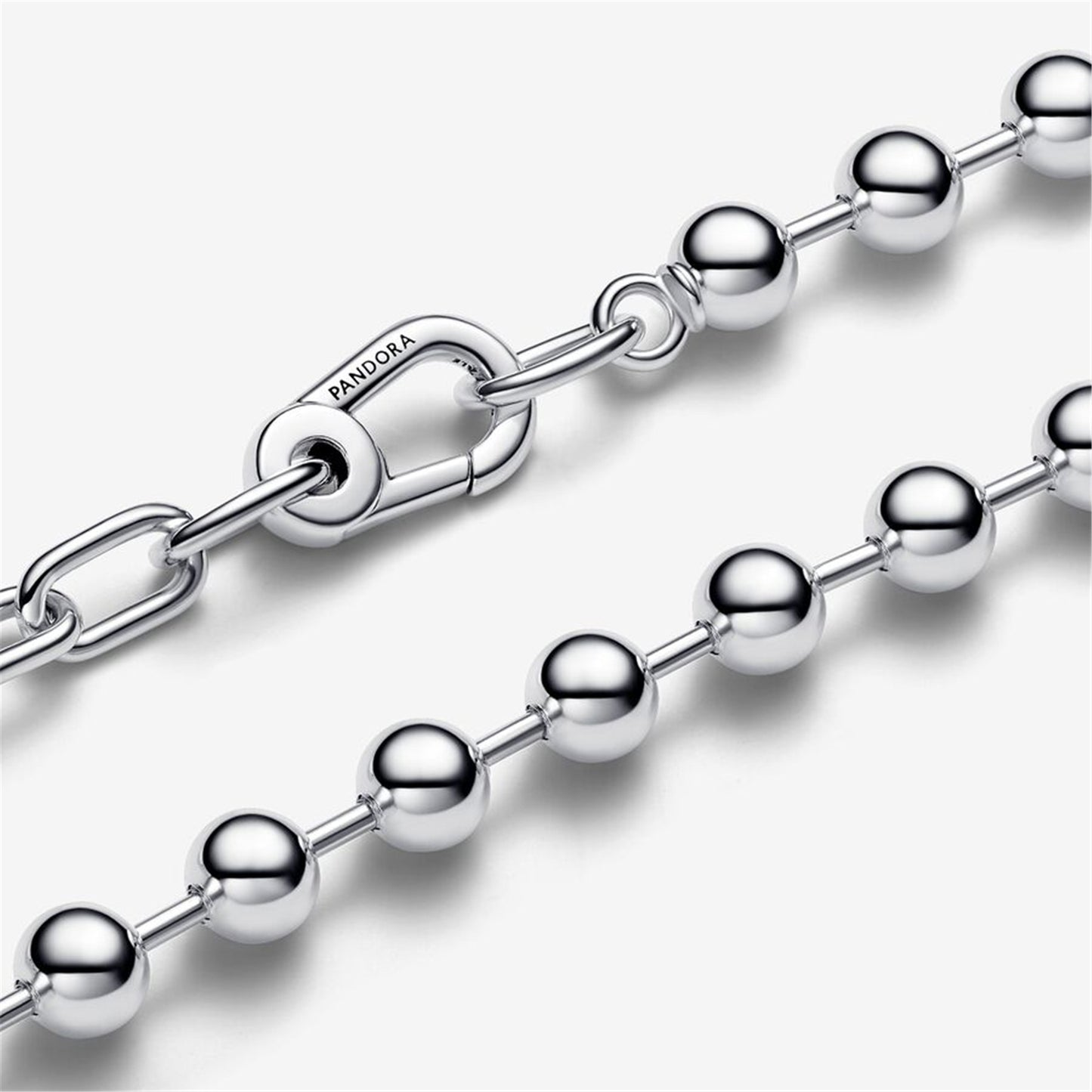 S925 Sterling Silver ME Metal Bead & Link Chain Necklace