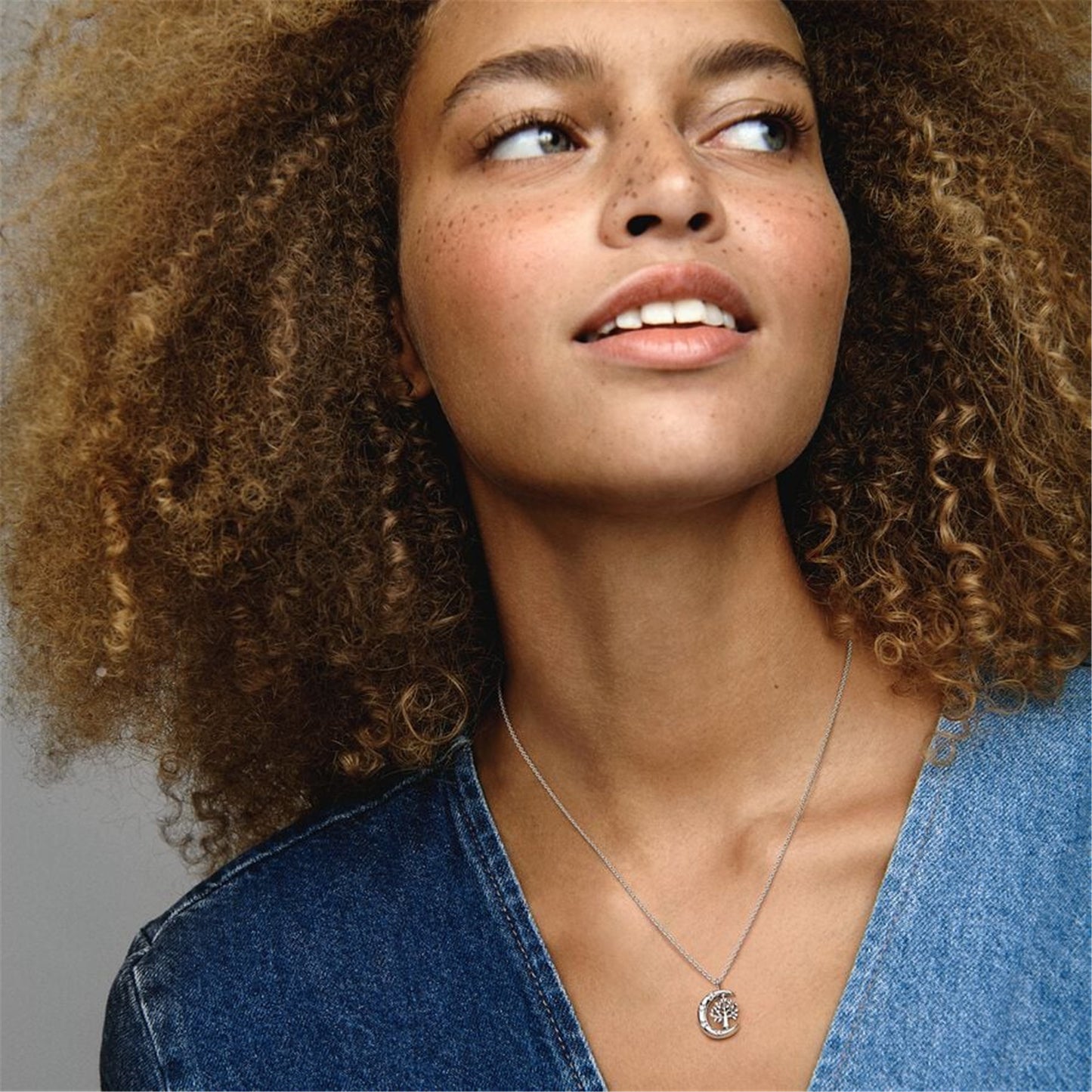 S925 Sterling Silver Moon & Spinning Tree Pendant Necklace