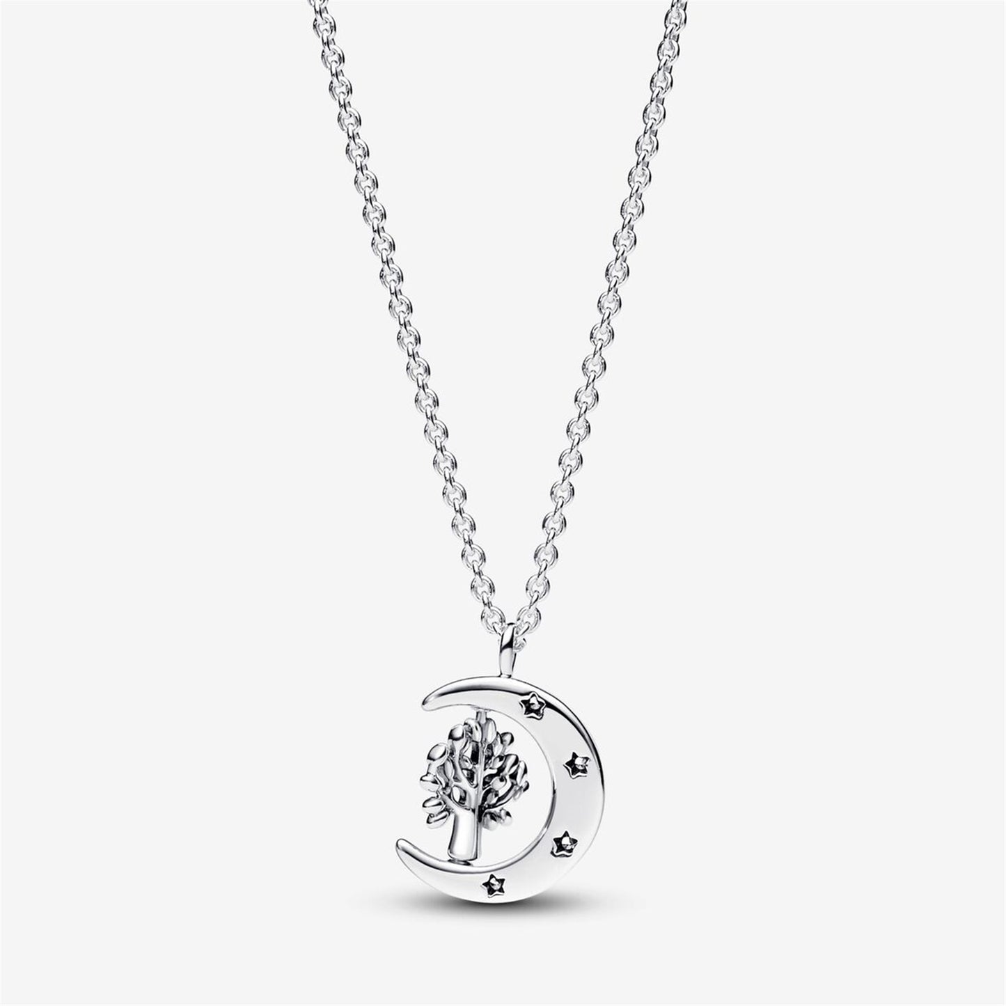 S925 Sterling Silver Moon & Spinning Tree Pendant Necklace