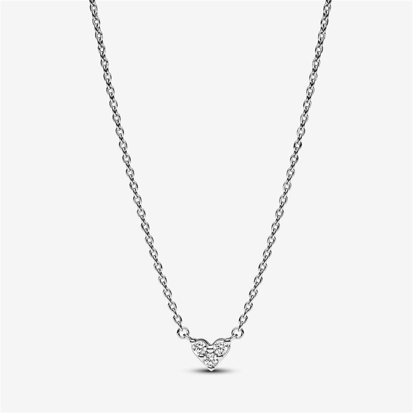 S925 Sterling Silver Triple Stone Heart Collier Necklace