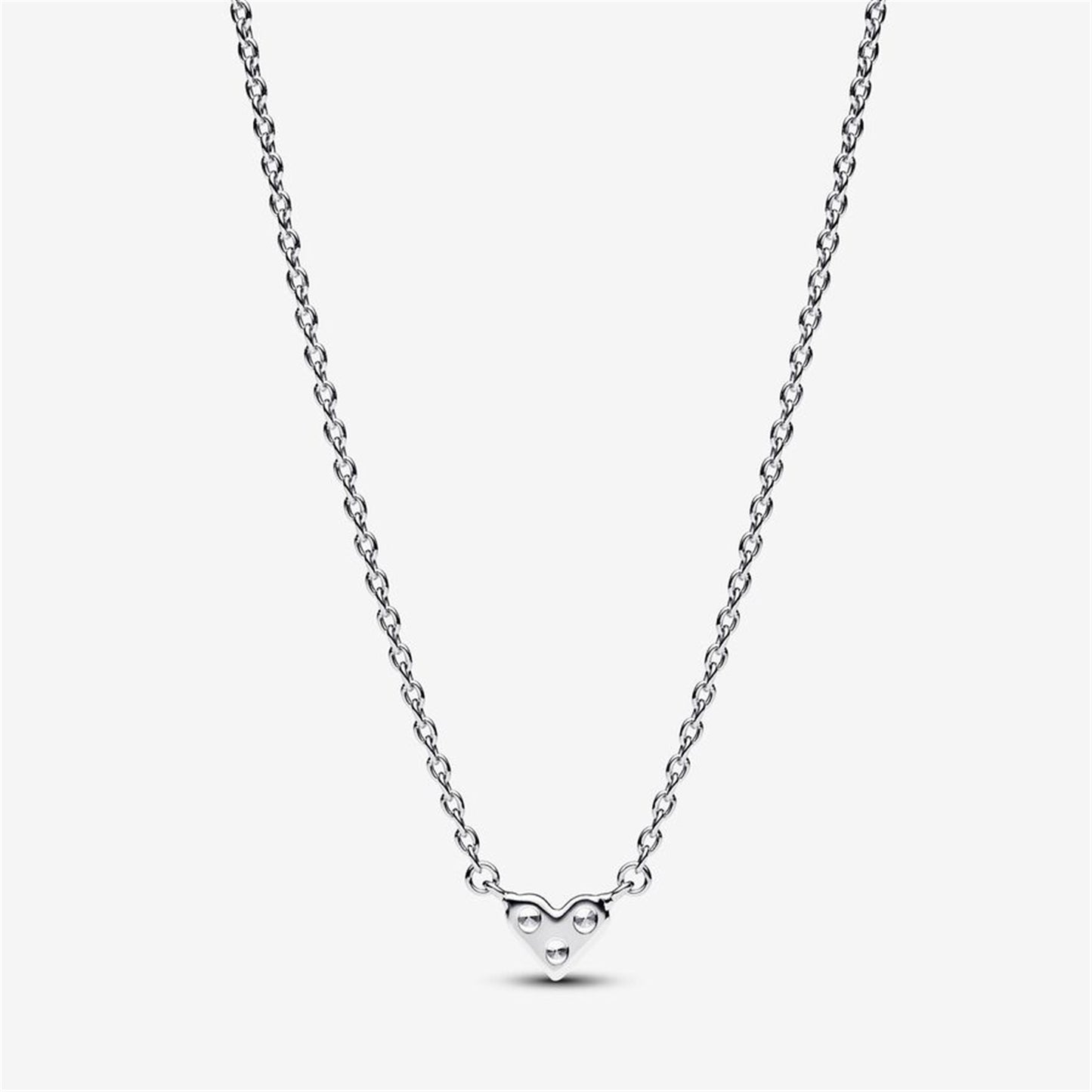 S925 Sterling Silver Triple Stone Heart Collier Necklace