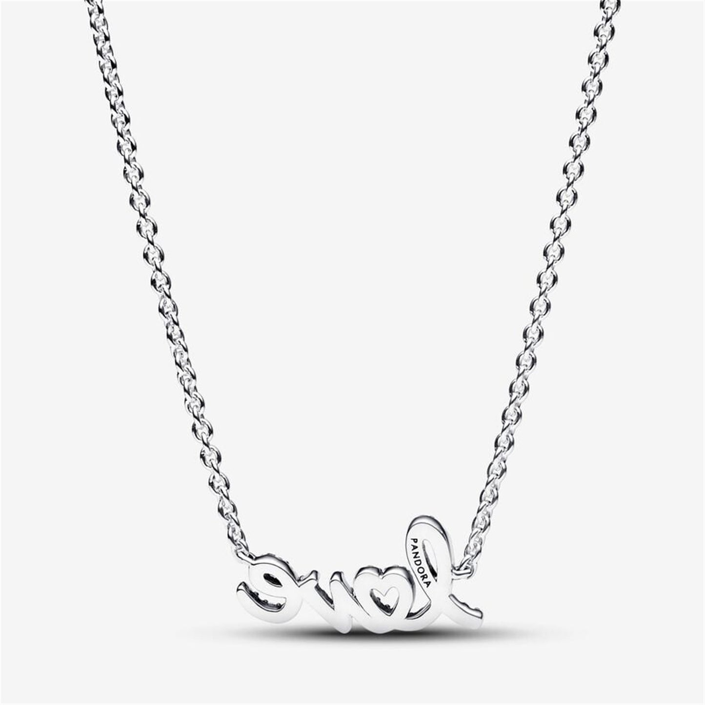 S925 Sterling Silver Sparkling Handwritten Love Collier Necklace