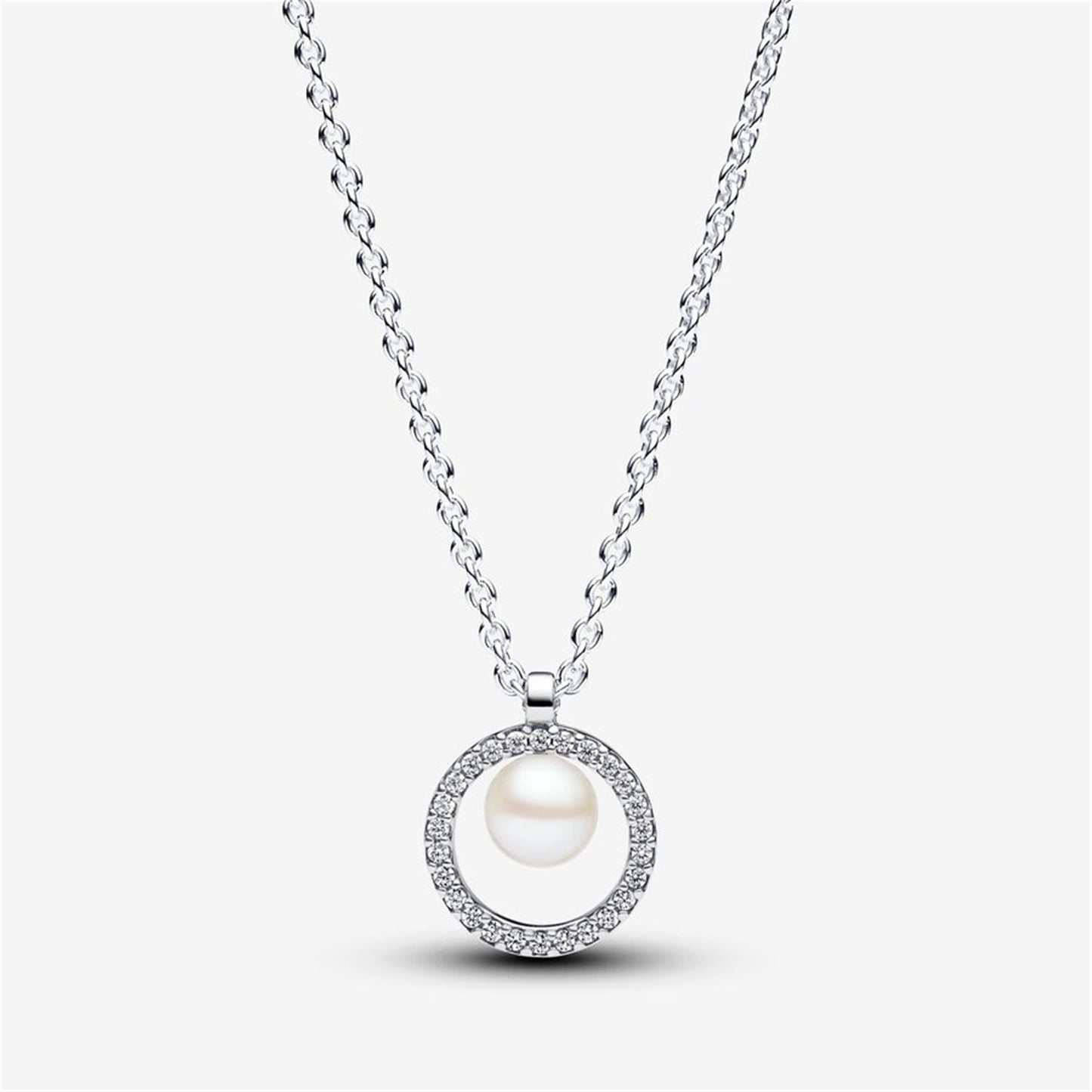 S925 Sterling Silver Treated Freshwater Cultured Pearl & Pavé Collier Necklace