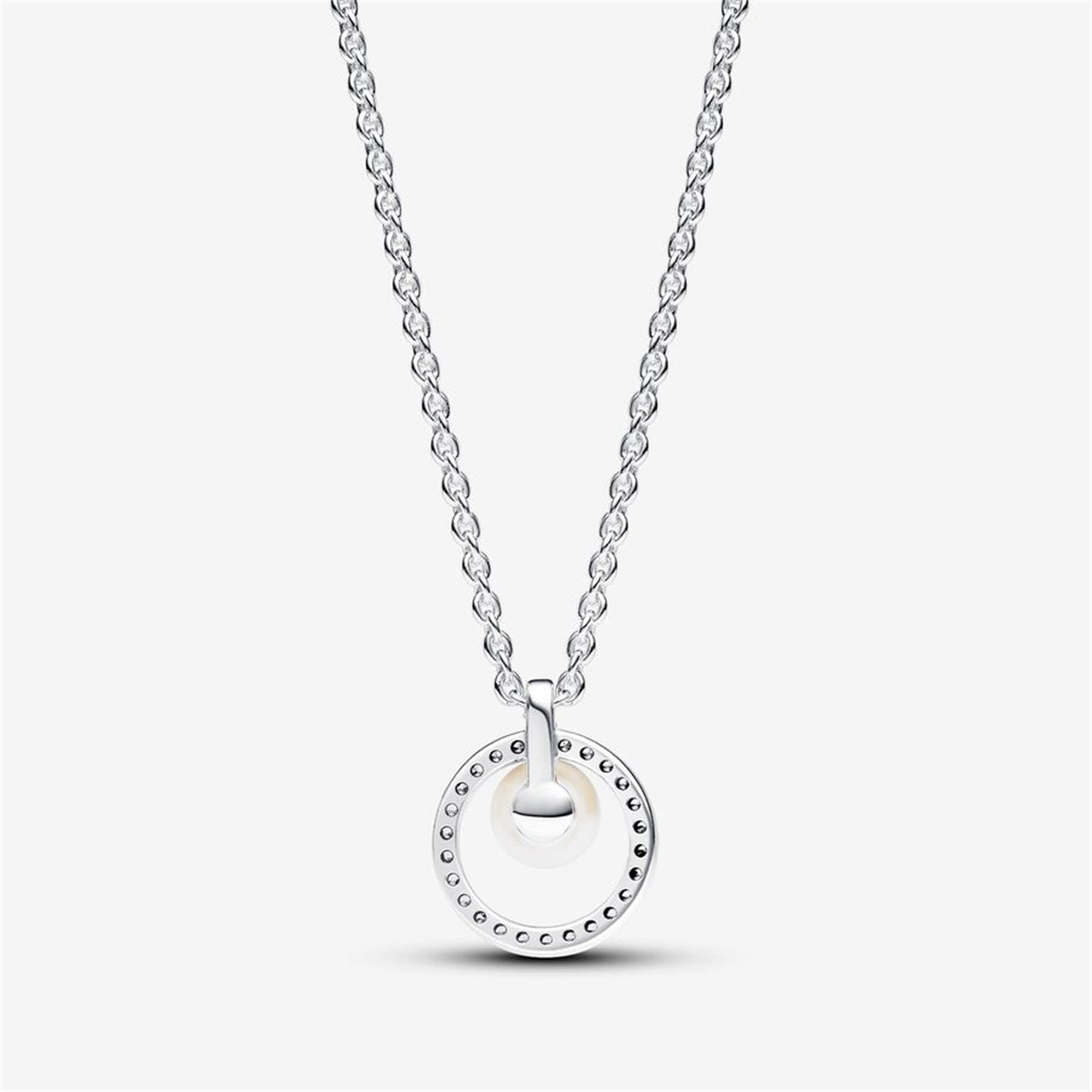 S925 Sterling Silver Treated Freshwater Cultured Pearl & Pavé Collier Necklace