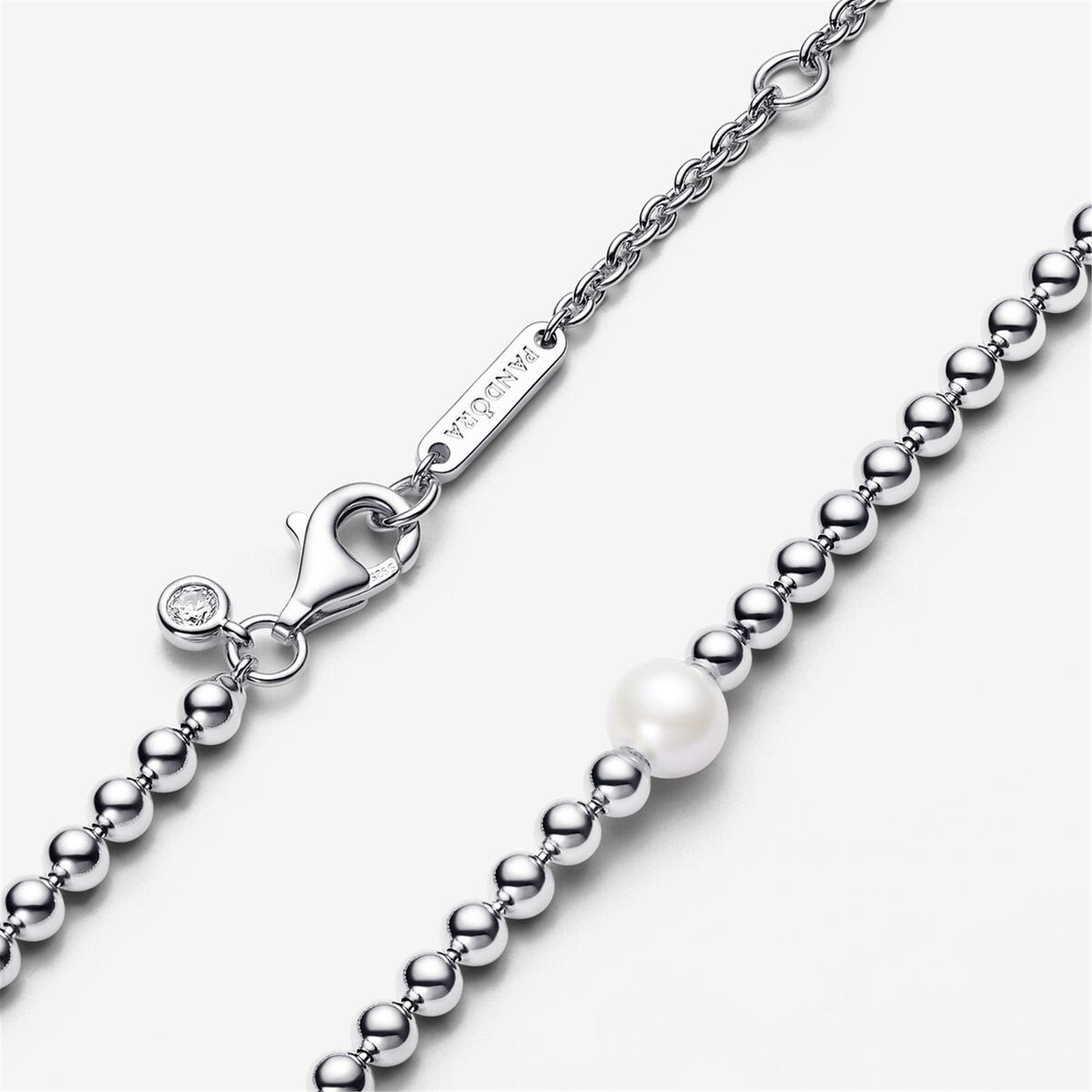 S925 Sterling Silver Treated Freshwater Cultured Pearl & Beads Collier Necklace