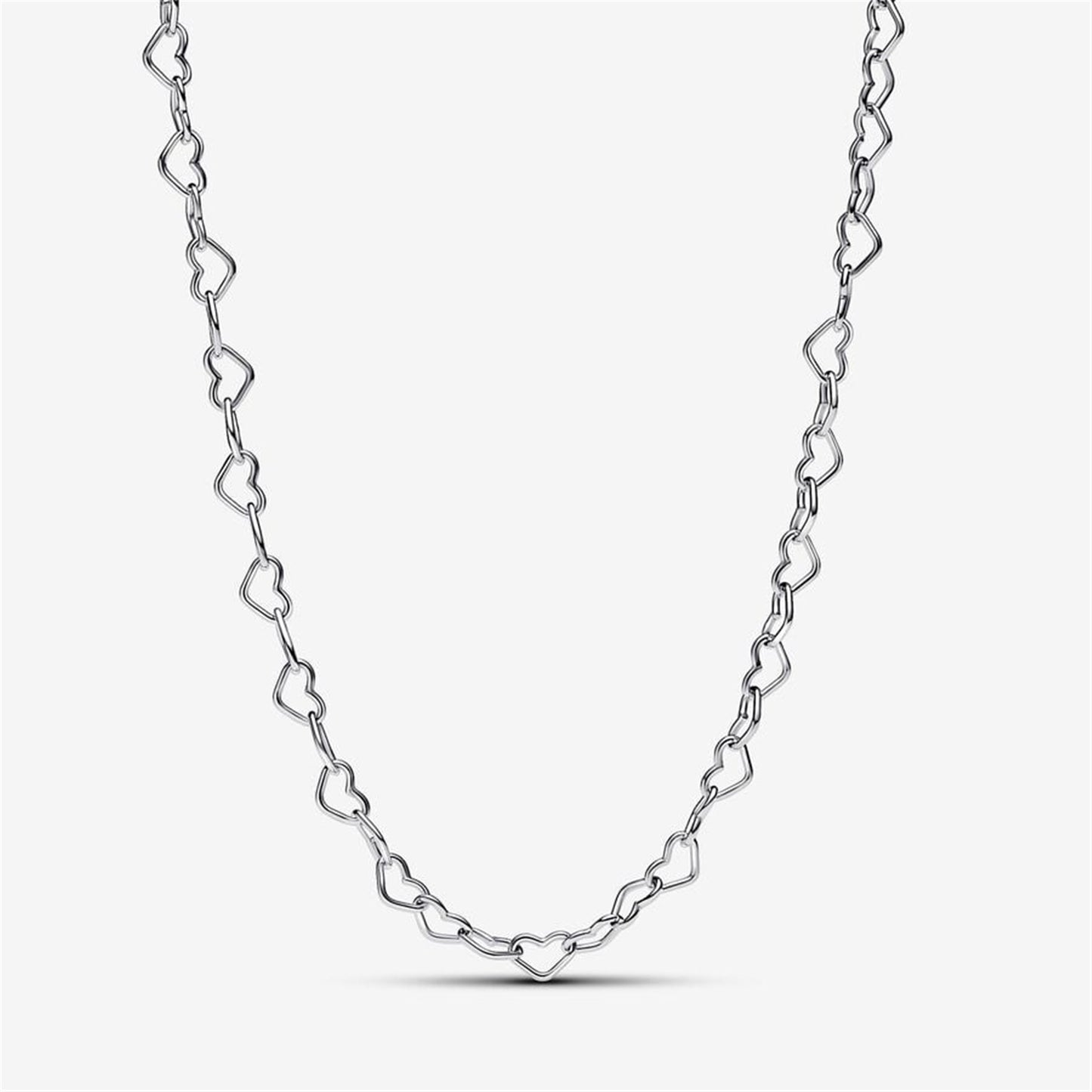 S925 Sterling Silver Linked Hearts Collier Necklace