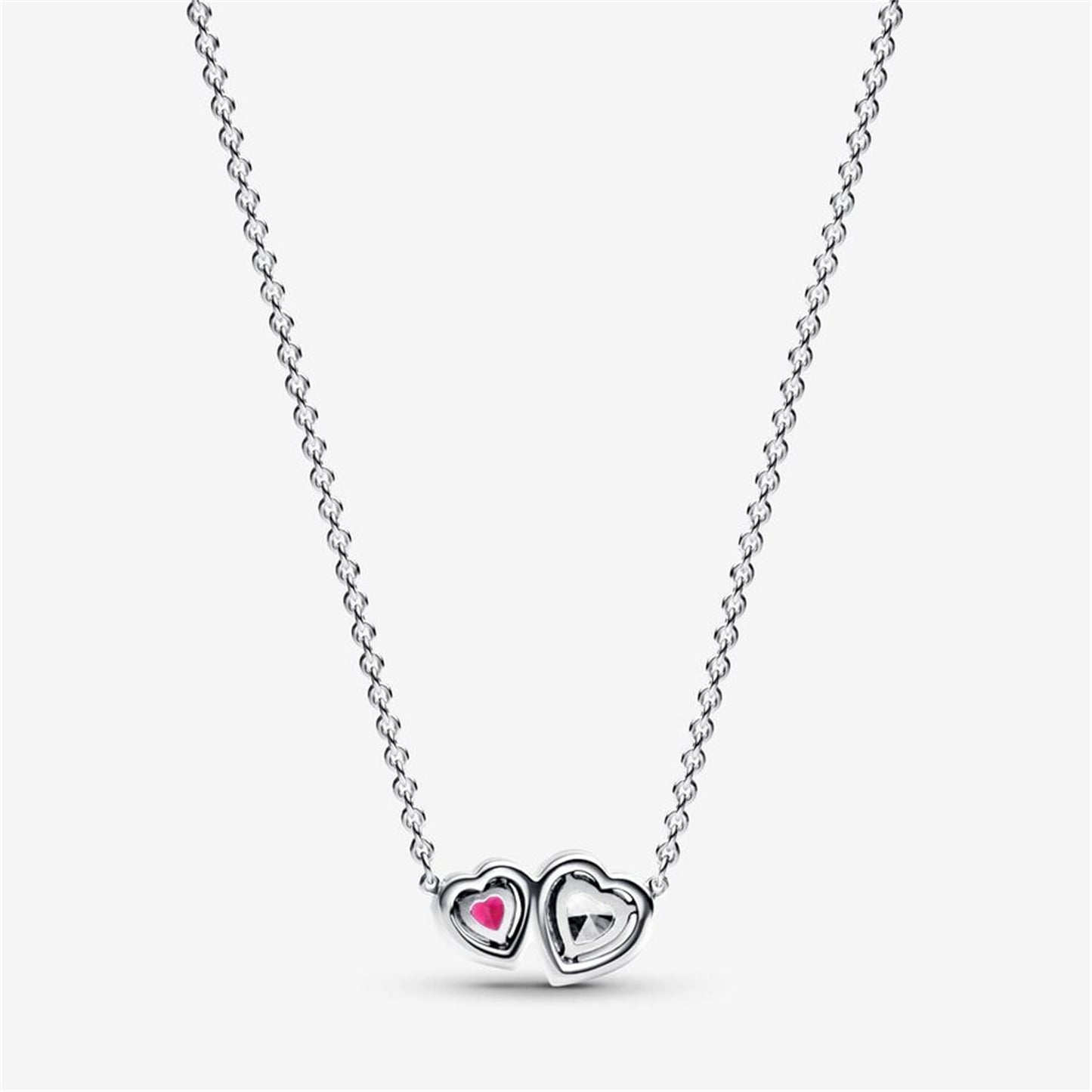 S925 Sterling Silver Halo Hearts Pendant Necklace