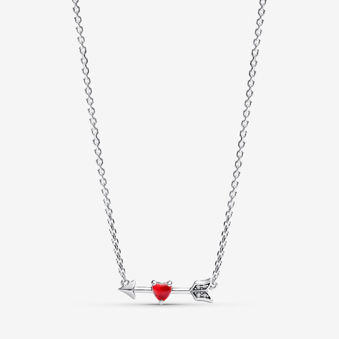 S925 Sterling Silver Arrow & Murano Glass Heart Necklace