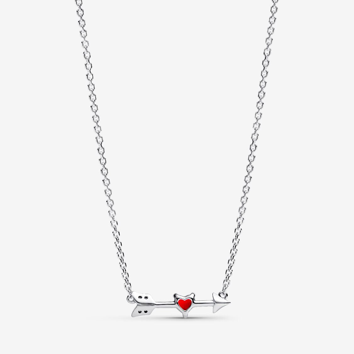 S925 Sterling Silver Arrow & Murano Glass Heart Necklace