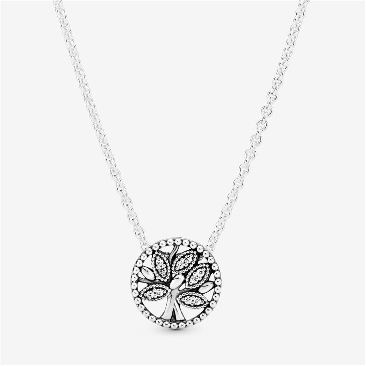 S925 Sterling Silver Sparkling Family Tree Necklace
