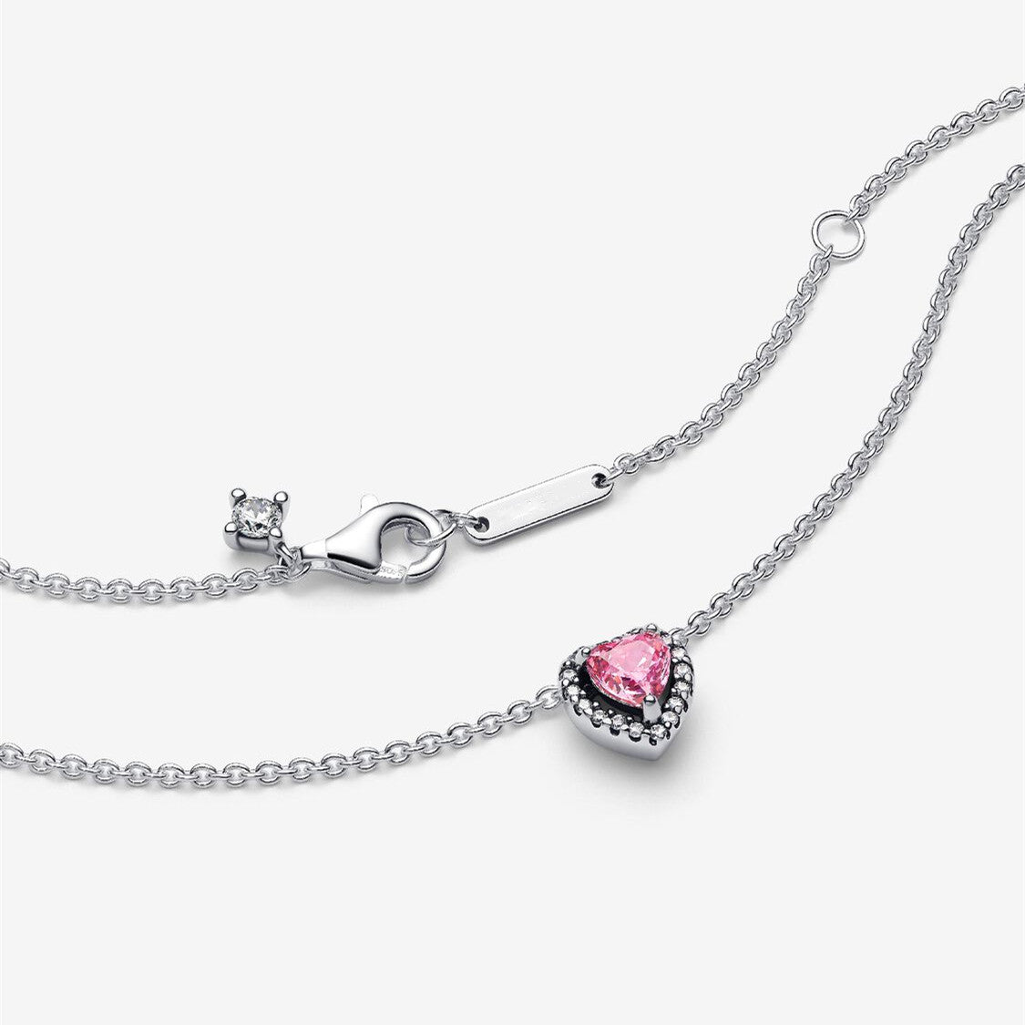 S925 Sterling Silver Pink Elevated Heart Necklace