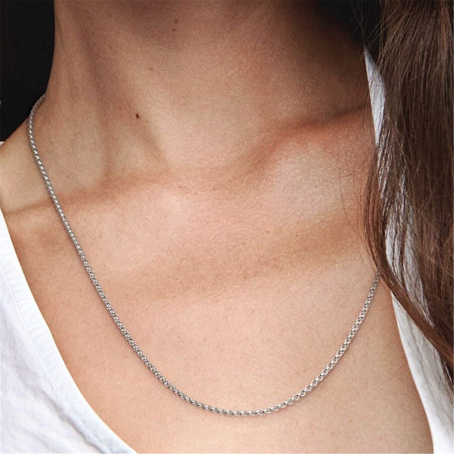 S925 Sterling Silver Rolo Chain Necklace