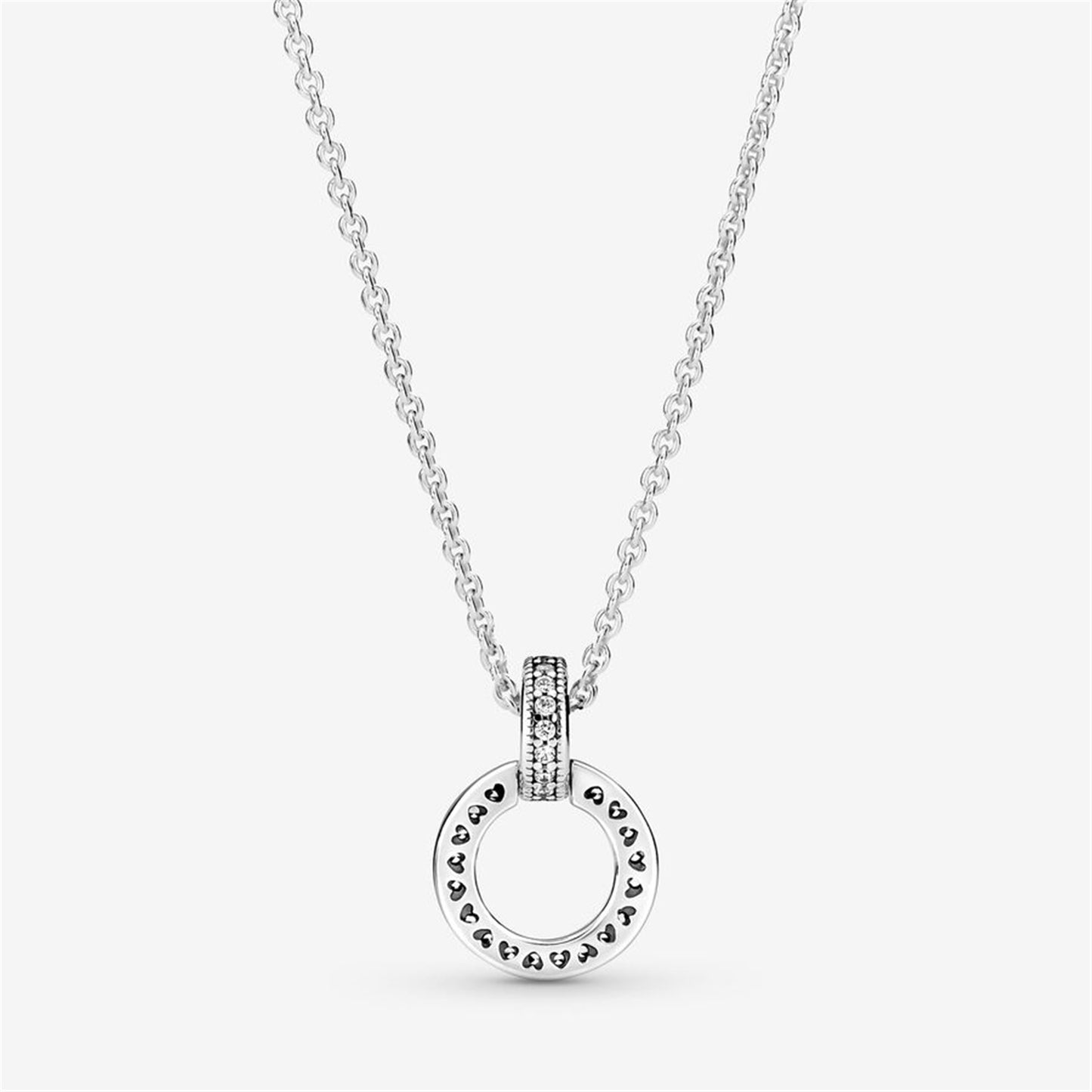 S925 Sterling Silver Double Circle Pendant & Necklace