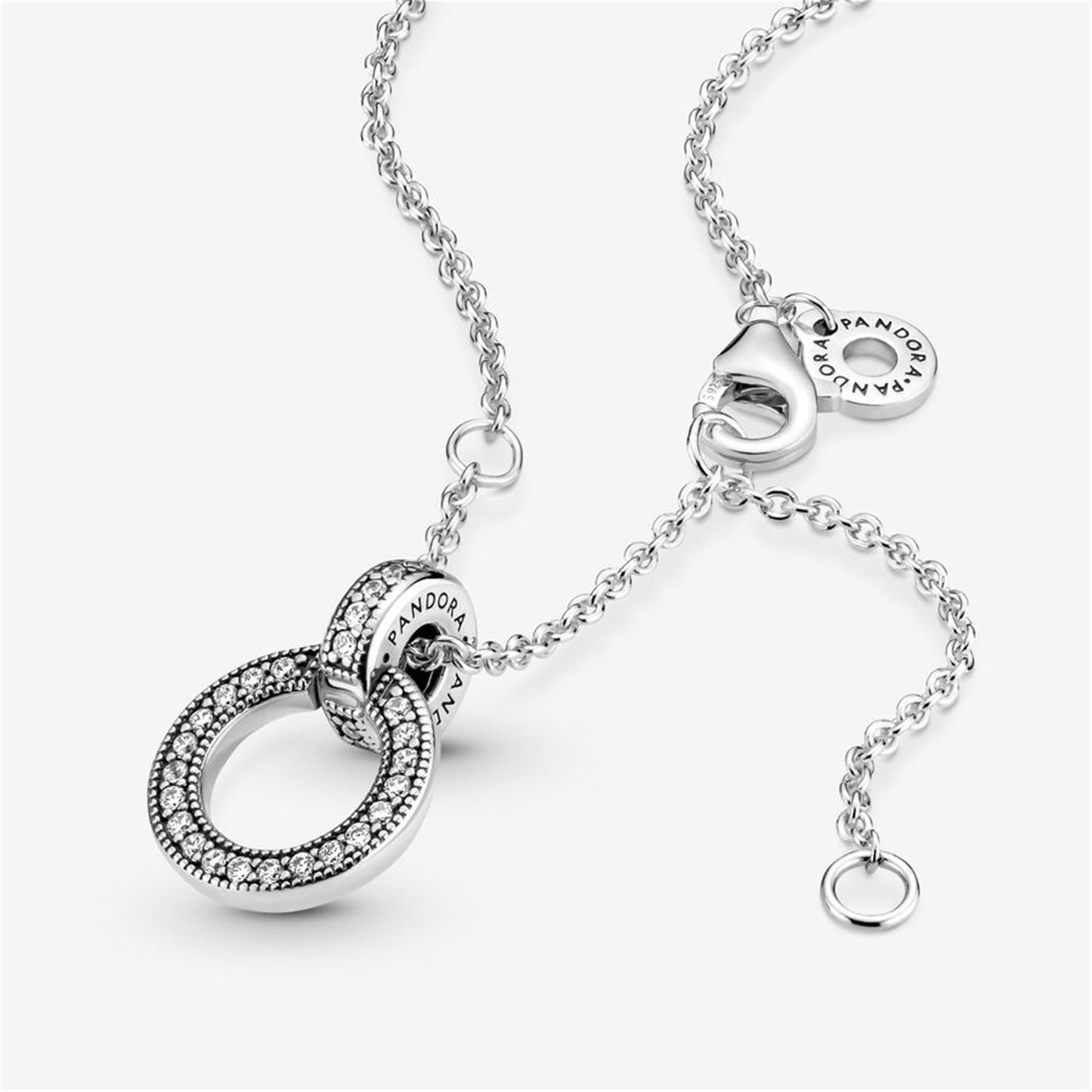 S925 Sterling Silver Double Circle Pendant & Necklace