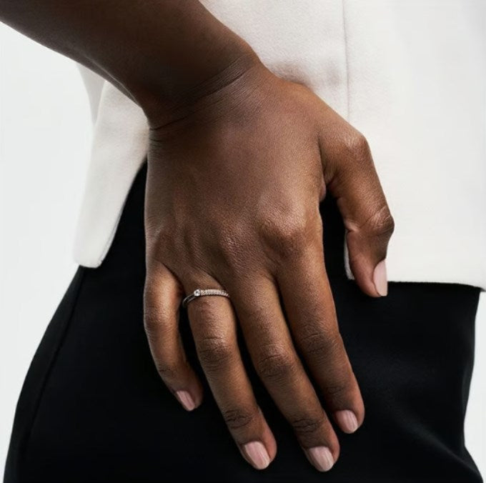 925 Sterling Silver ME Pavé & Black Dual Ring