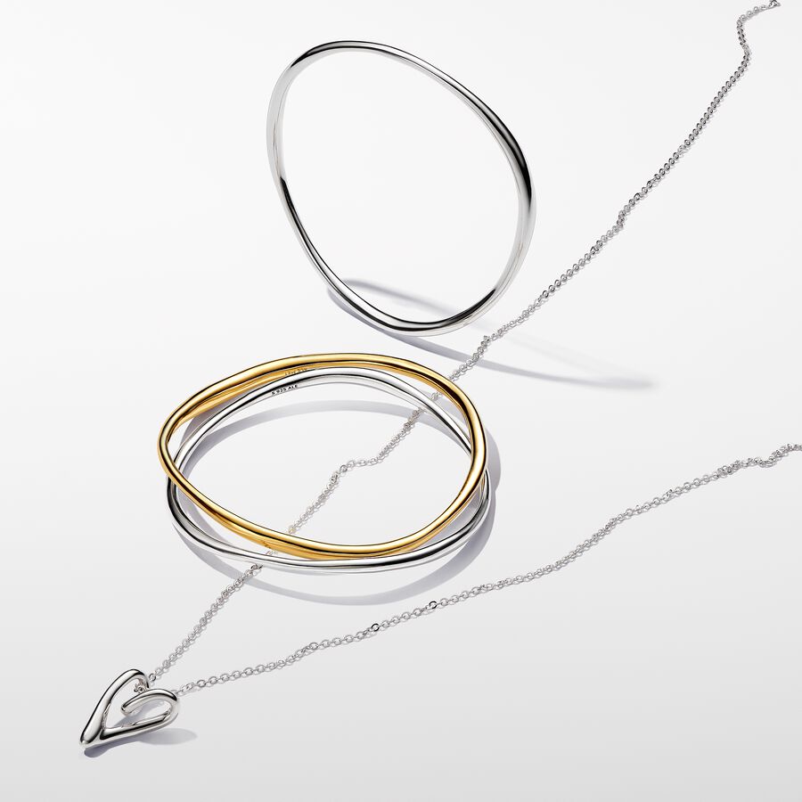 S925 Sterling Silver Organically Shaped Heart Pendant Necklace