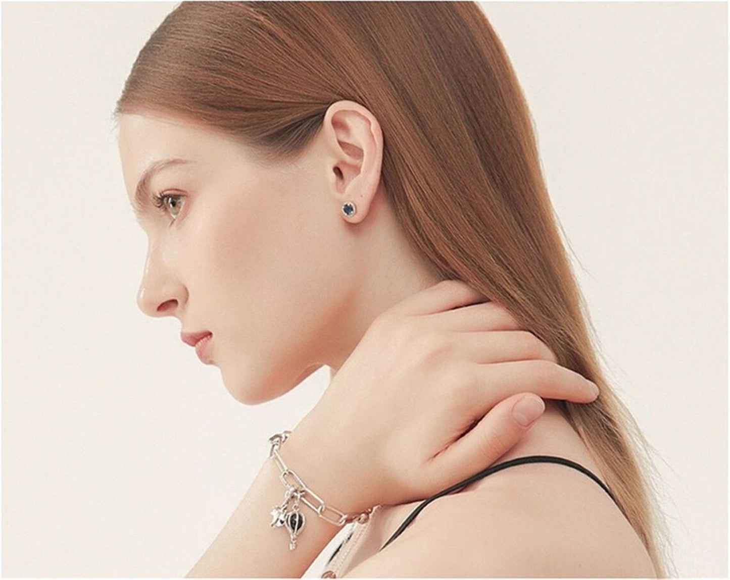 S925 sterling silver ME Metal Bead & Snake Chain Bracelet