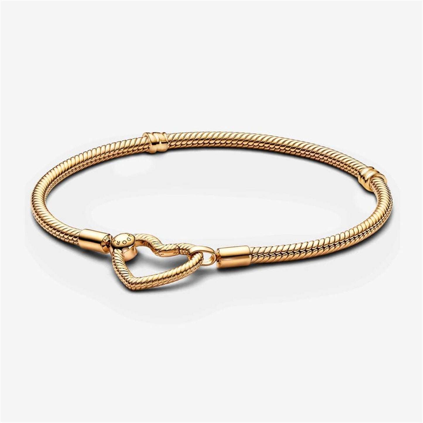 S925 sterling silver Moments Heart Closure Snake Chain Bracelet