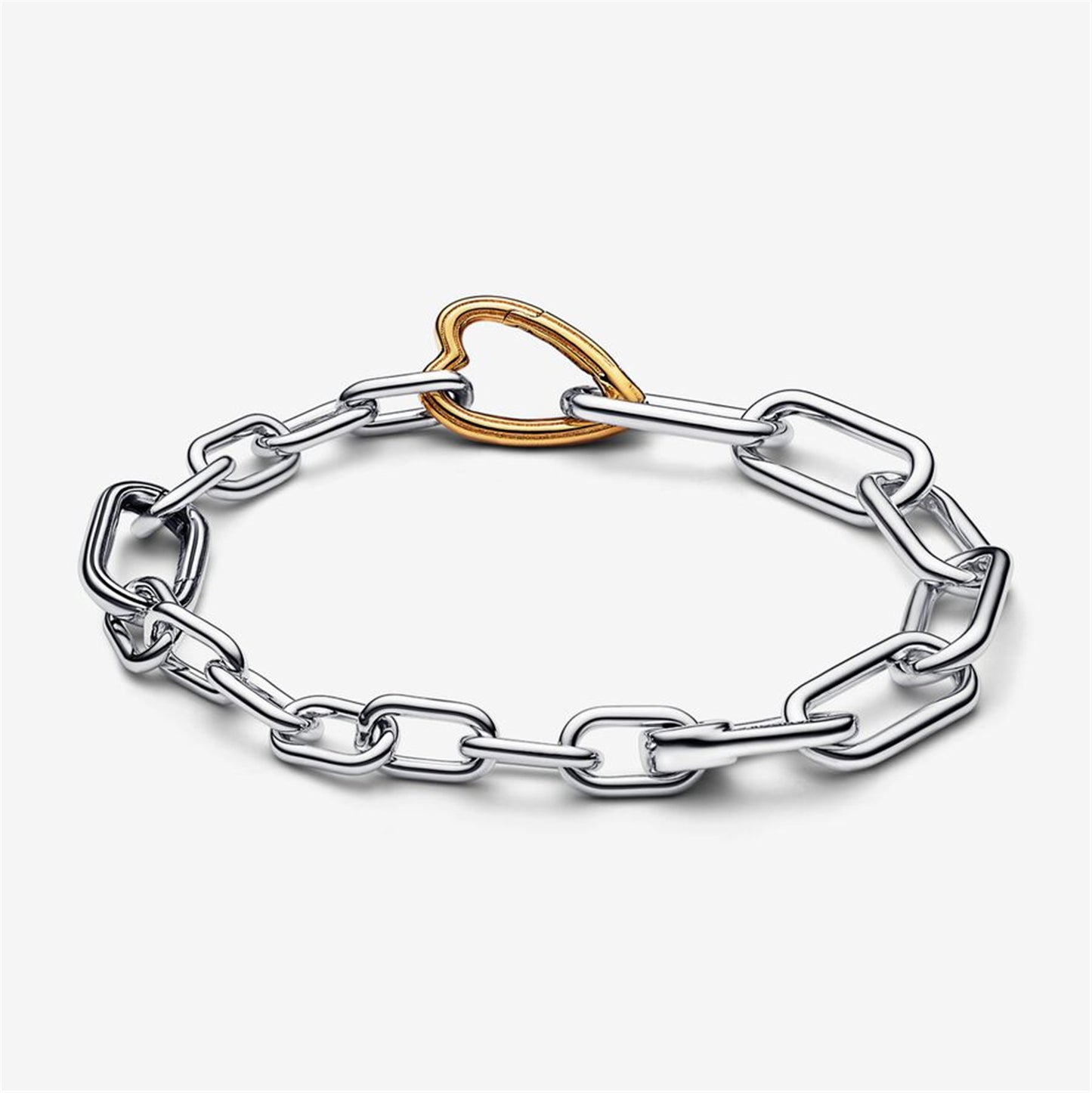 S925 ME Two-tone Heart Openable Link Chain Bracelet