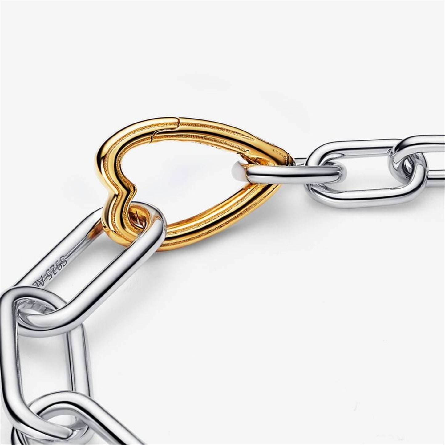 S925 ME Two-tone Heart Openable Link Chain Bracelet