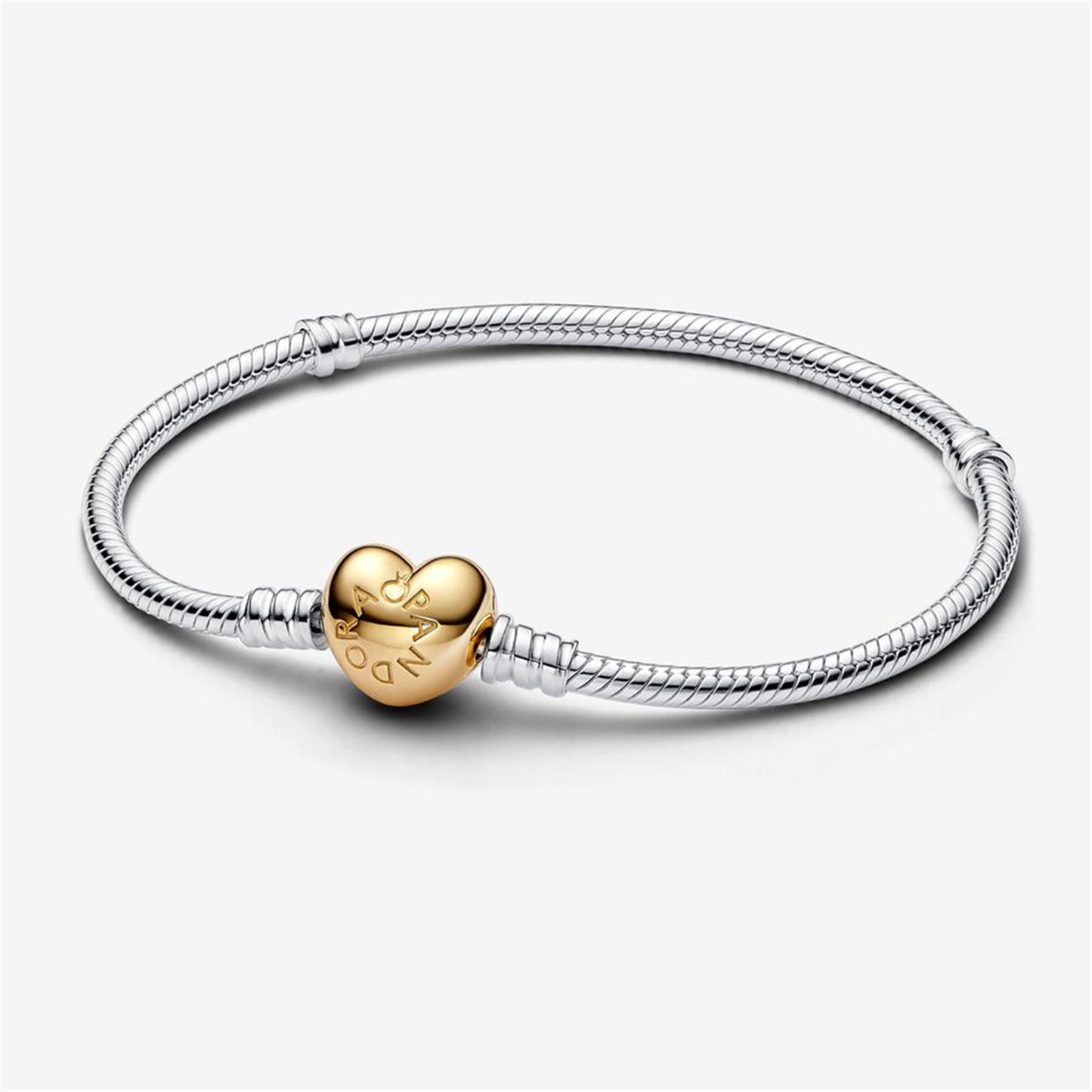 S925 sterling silver Moments Heart Clasp Snake Chain Bracelet