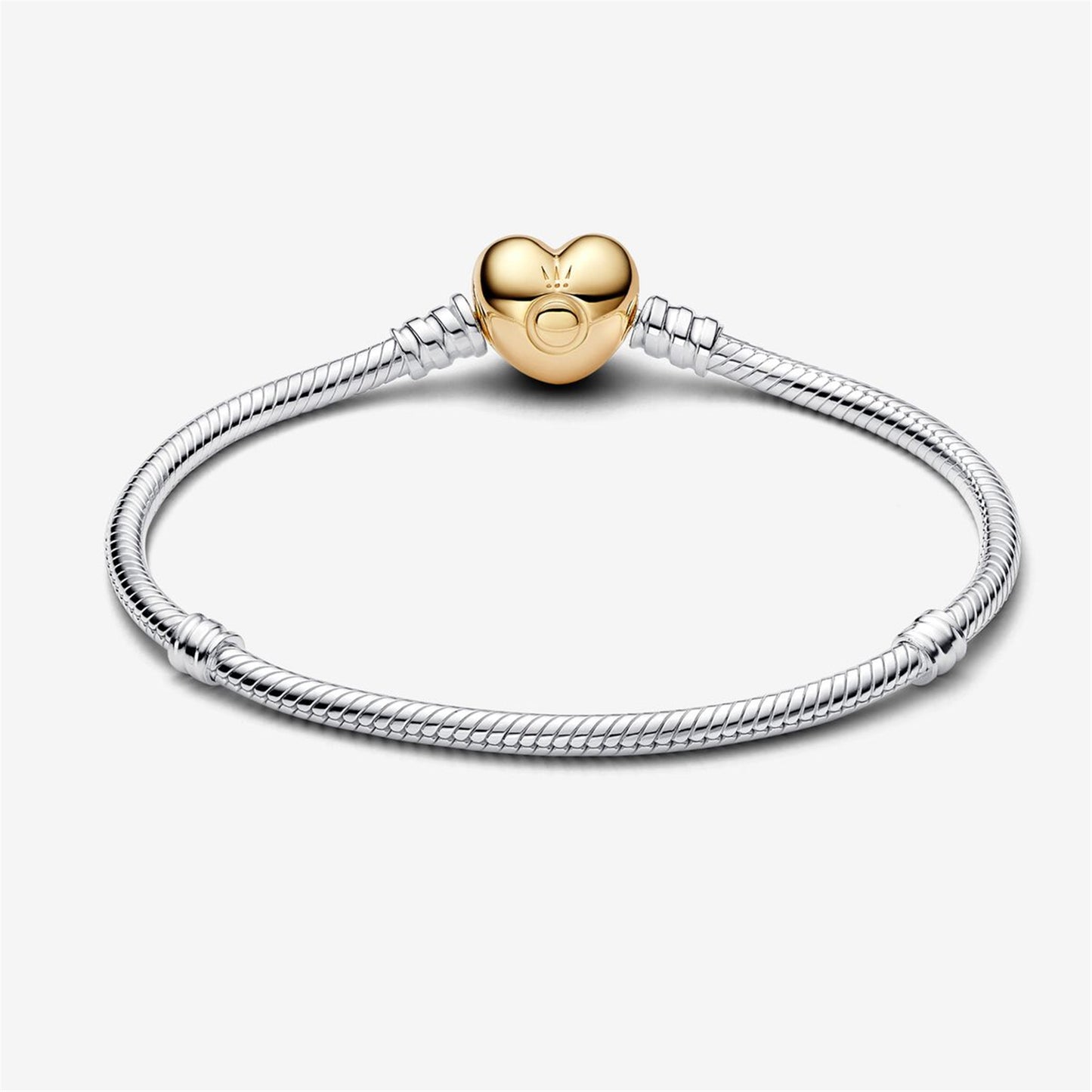 S925 Sterling Silver Moments Heart Clasp Snake Chain Bracelet