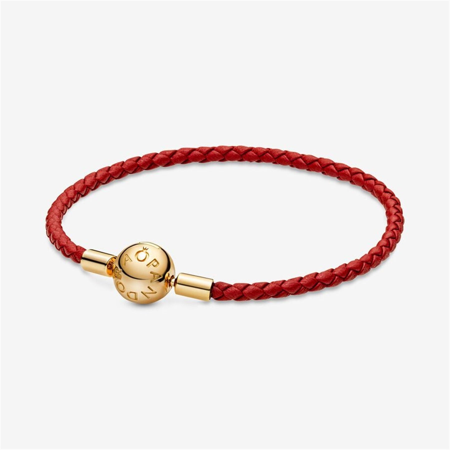 S925 sterling silver Moments Red Woven Leather Bracelet
