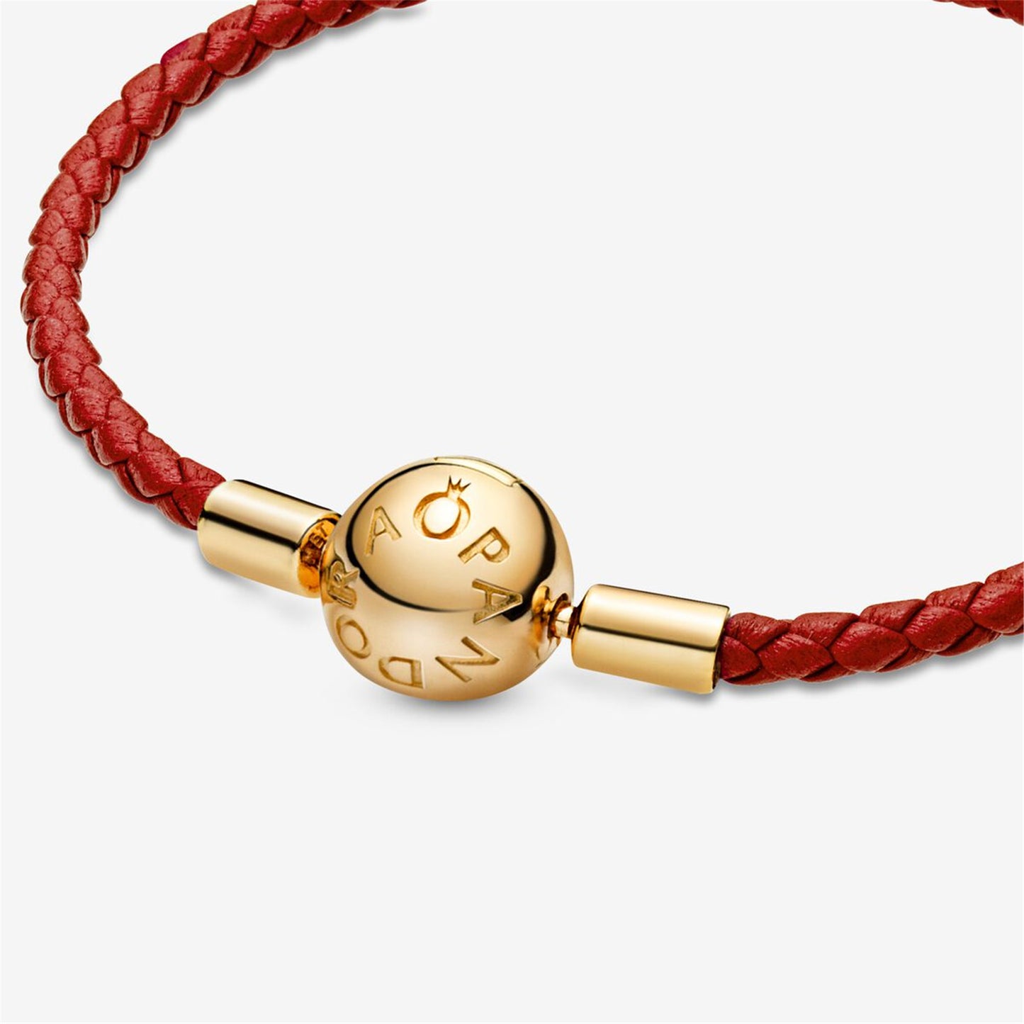 S925 sterling silver Moments Red Woven Leather Bracelet