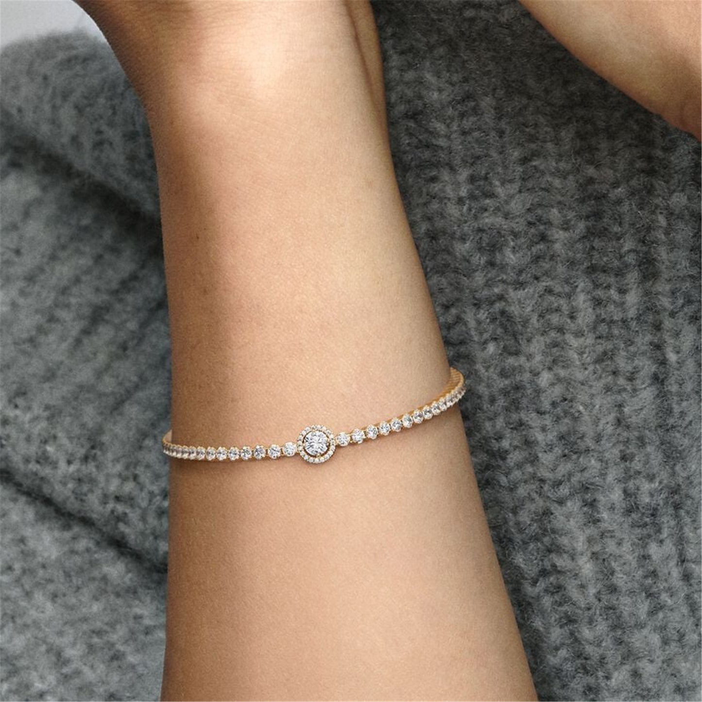 S925 sterling silver Sparkling Halo Tennis Bracelet