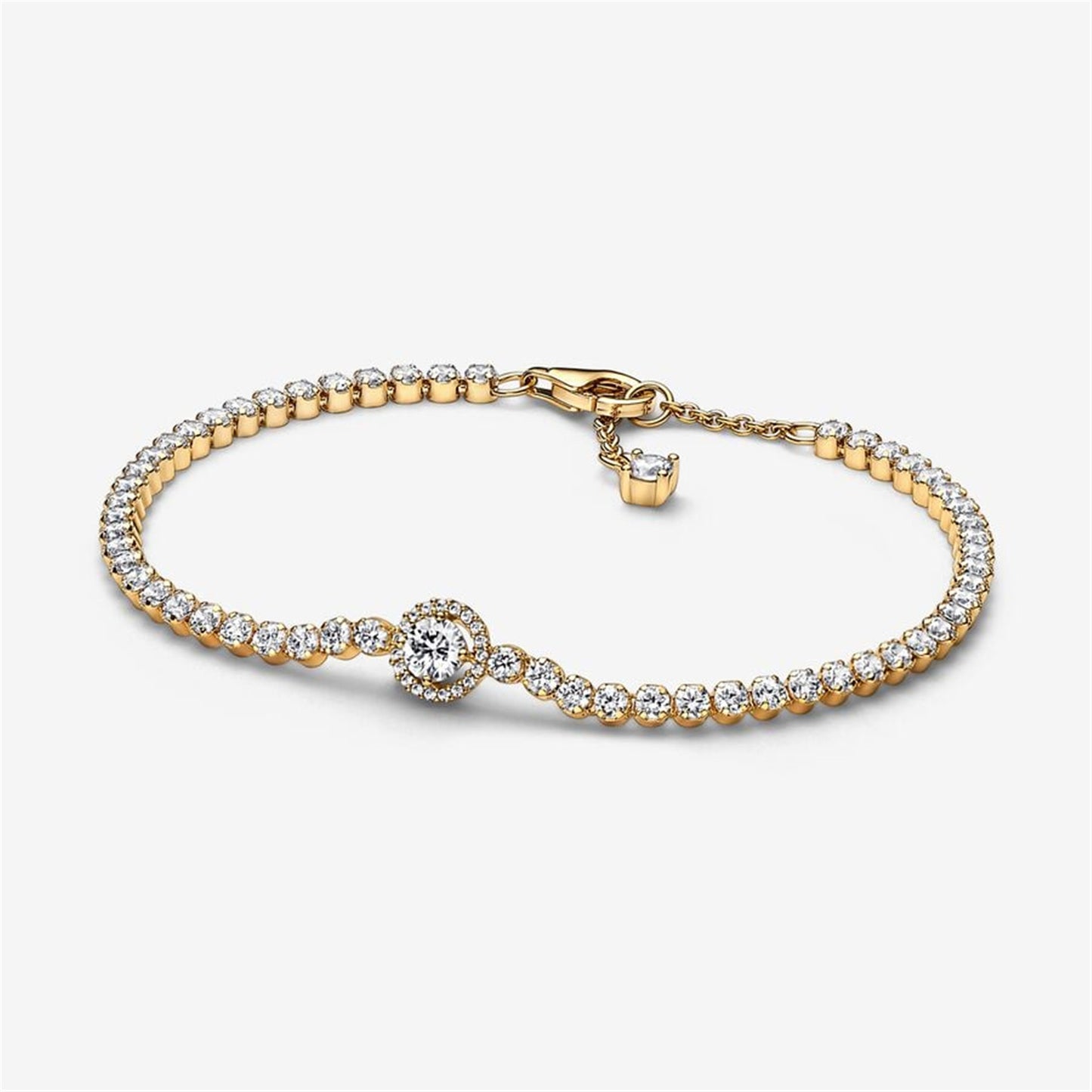 S925 sterling silver Sparkling Halo Tennis Bracelet