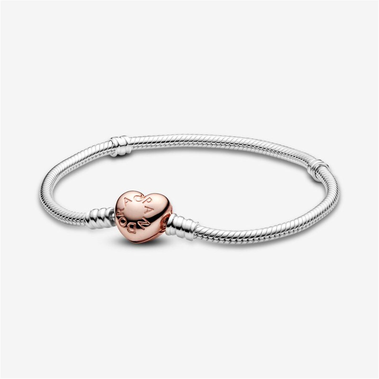 S925 sterling silver Moments Heart Clasp Snake Chain Bracelet