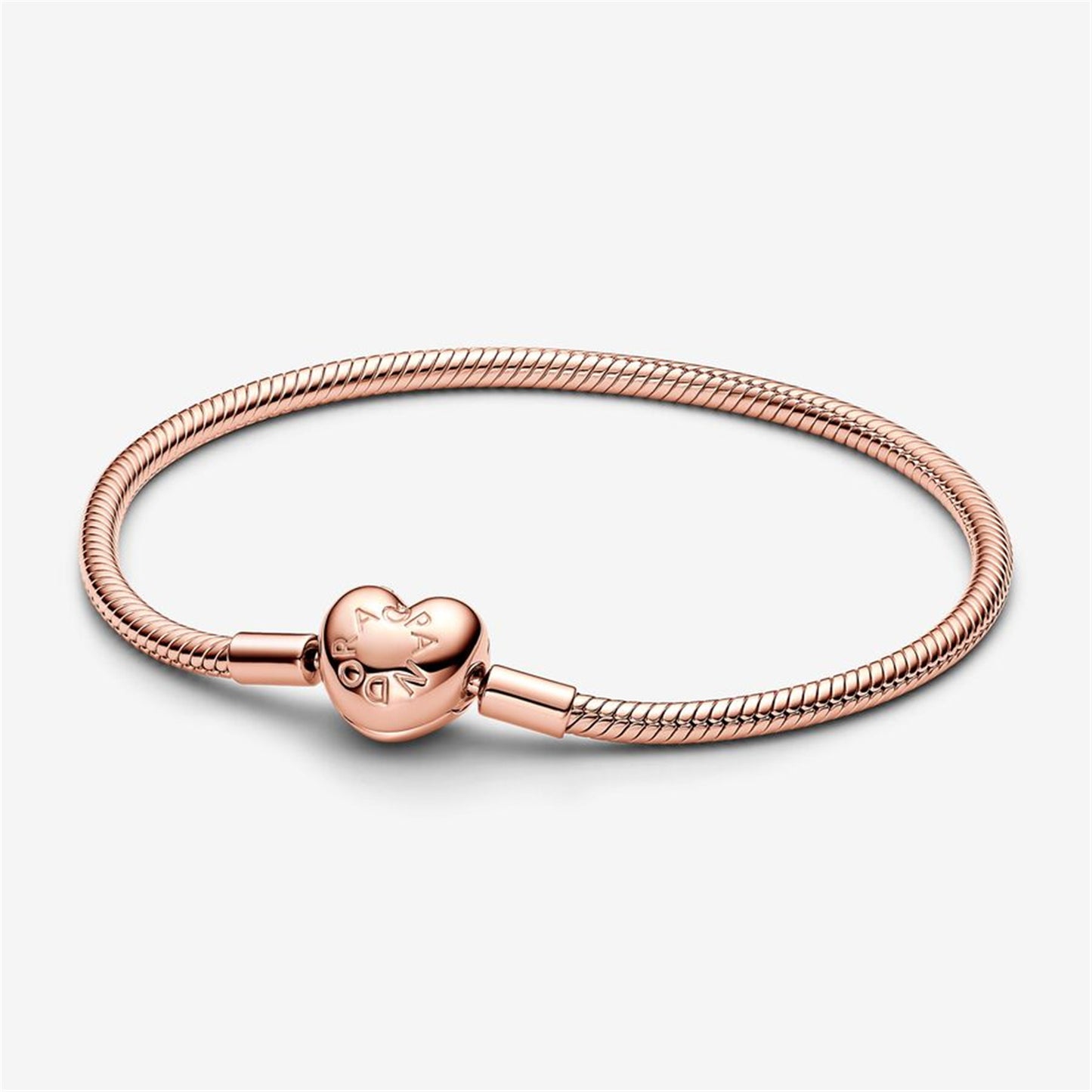 S925 sterling silver Moments Heart Clasp Snake Chain Bracelet