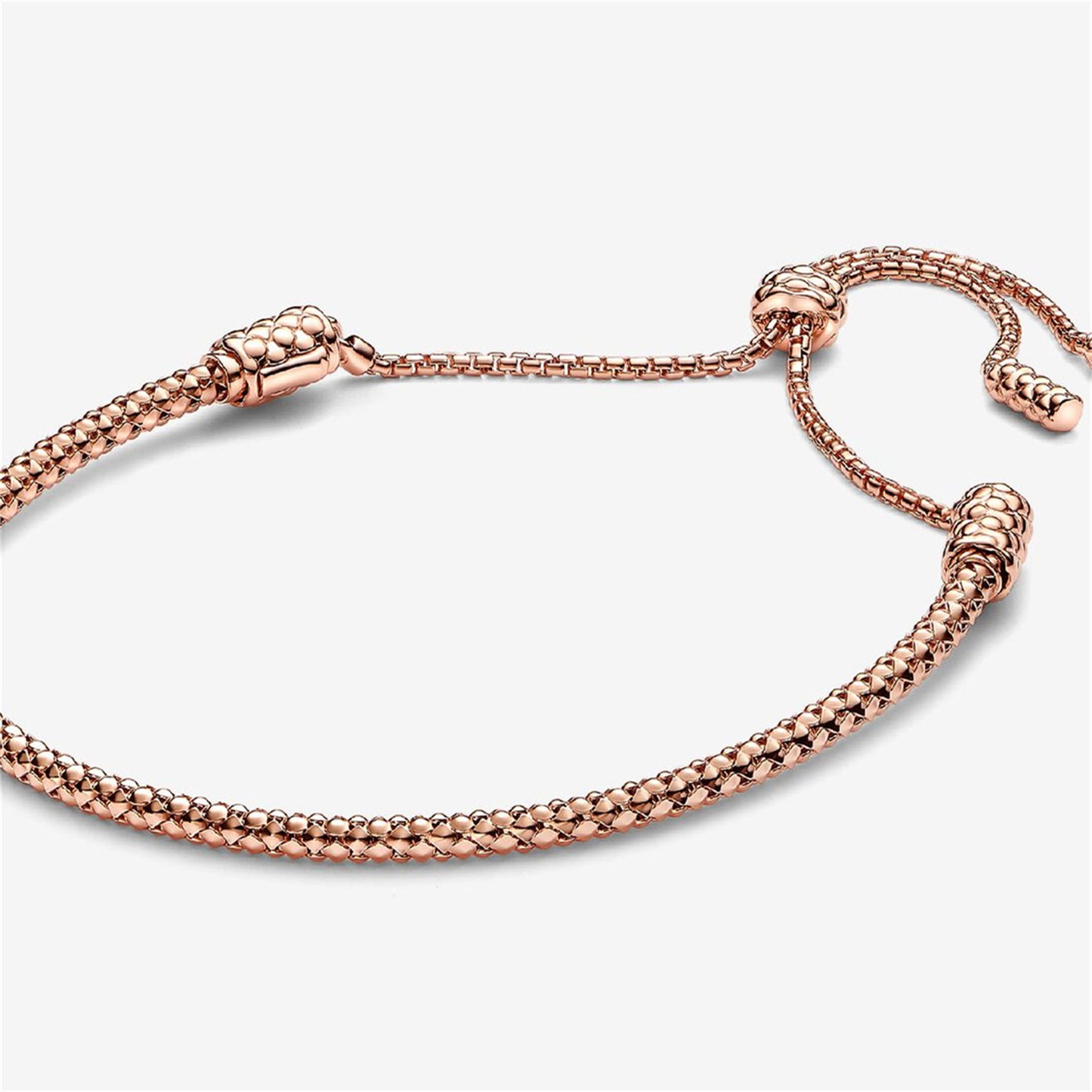 S925 Sterling Silver Moments Studded Chain Slider Bracelet