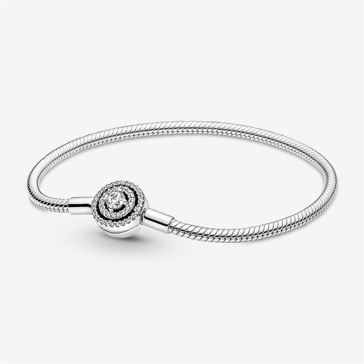 S925 sterling silver Moments Halo Snake Chain Bracelet