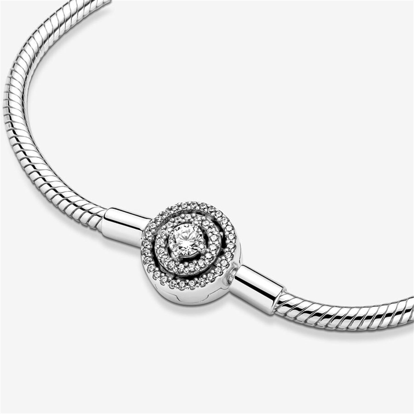 S925 sterling silver Moments Halo Snake Chain Bracelet