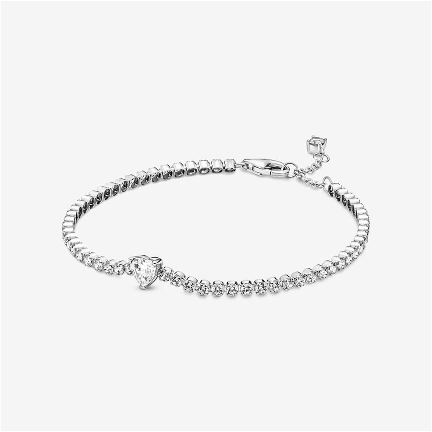 S925 sterling silver Sparkling Heart Tennis Bracelet