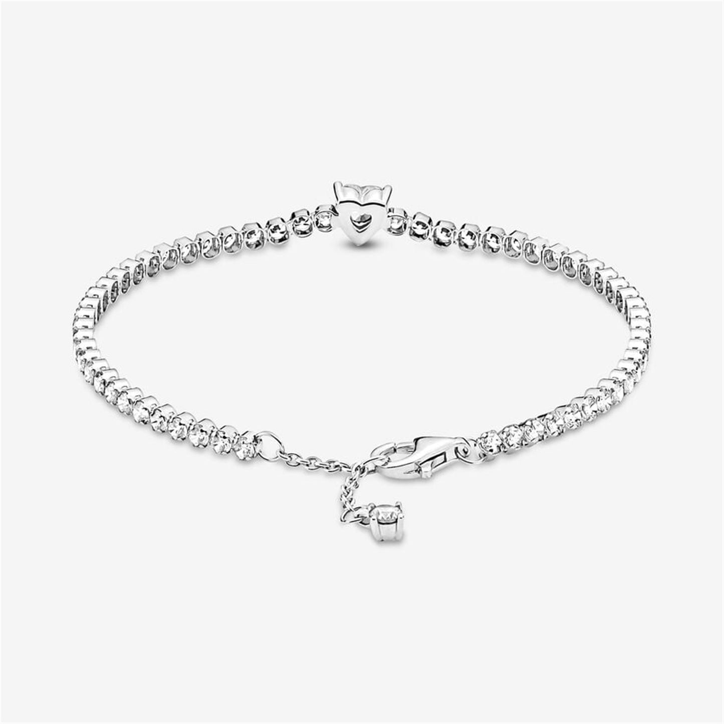 S925 sterling silver Sparkling Heart Tennis Bracelet