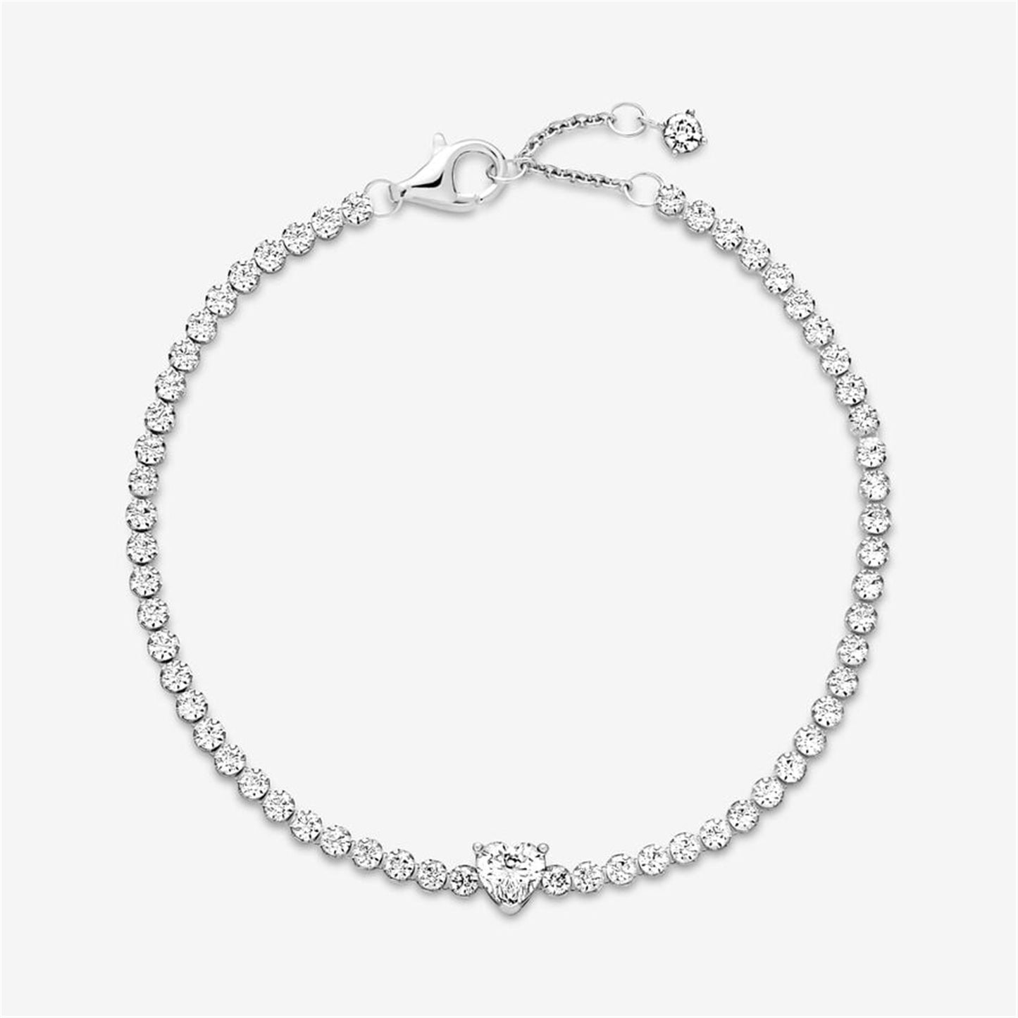 S925 sterling silver Sparkling Heart Tennis Bracelet