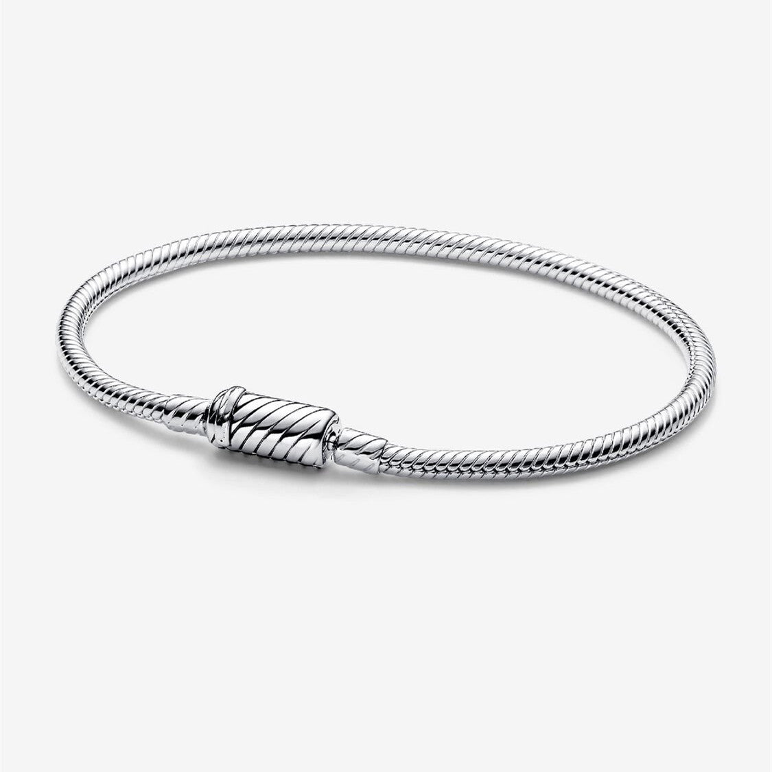 S925 Sterling Silver Easy-Close Magnetic Clasp Snake Chain Bracelet