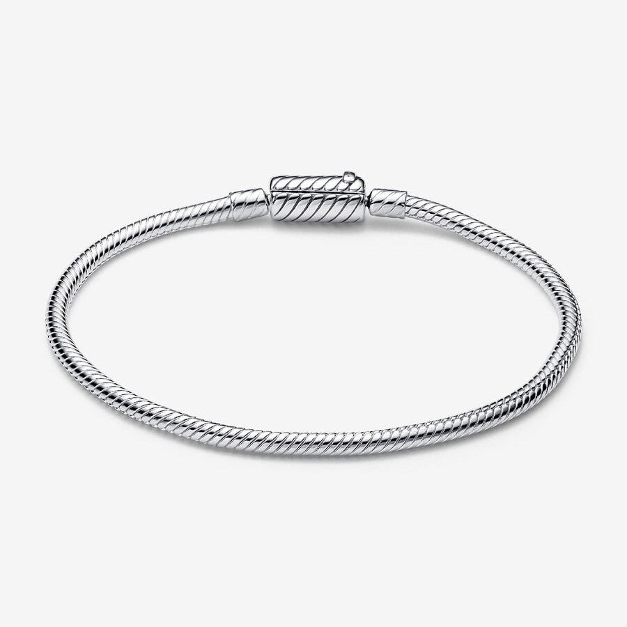 S925 Sterling Silver Easy-Close Magnetic Clasp Snake Chain Bracelet