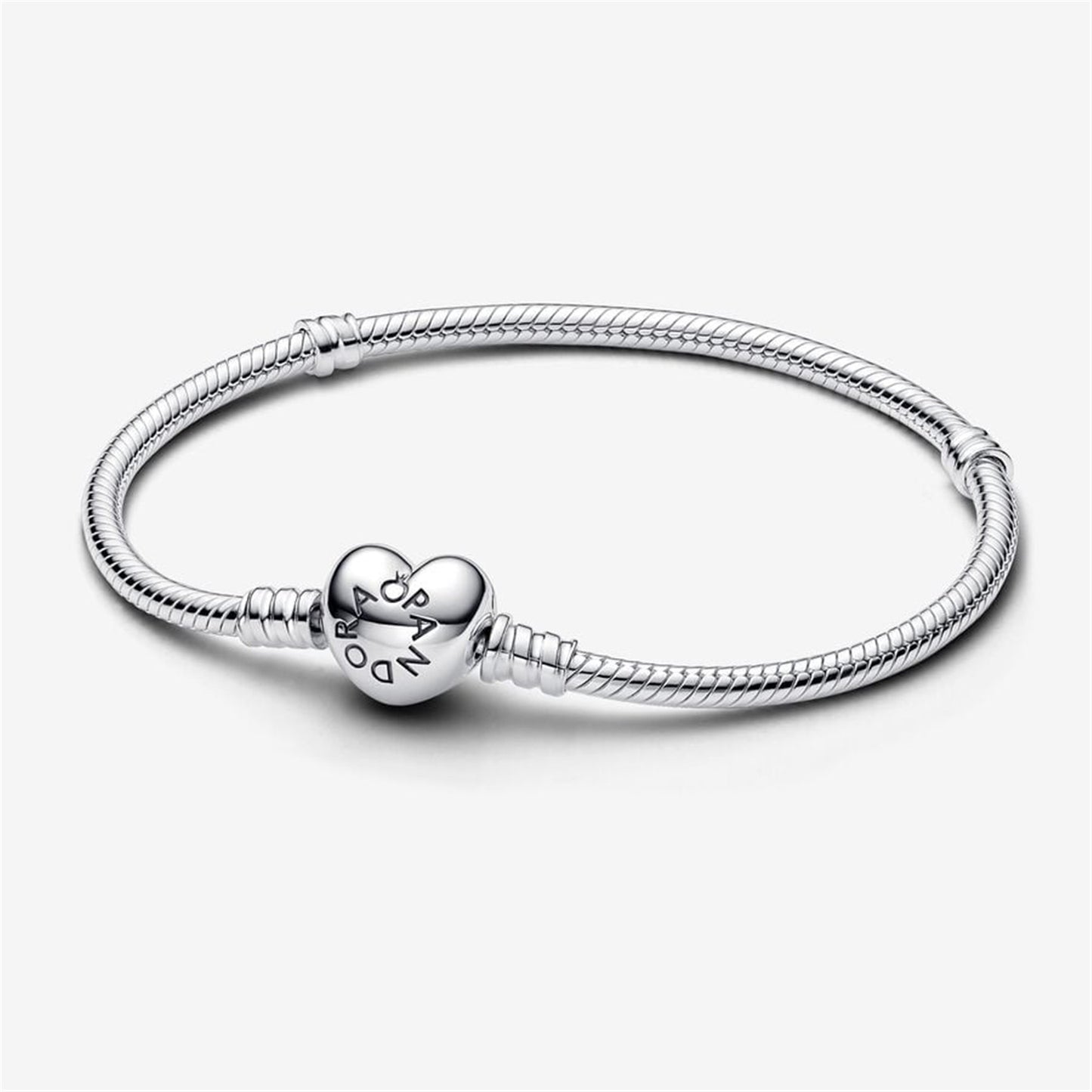 S925 sterling silver Moments Heart Clasp Snake Chain Bracelet