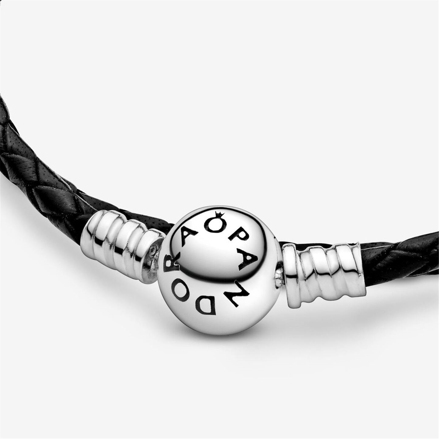 S925 sterling silver Moments Double Black Leather Bracelet