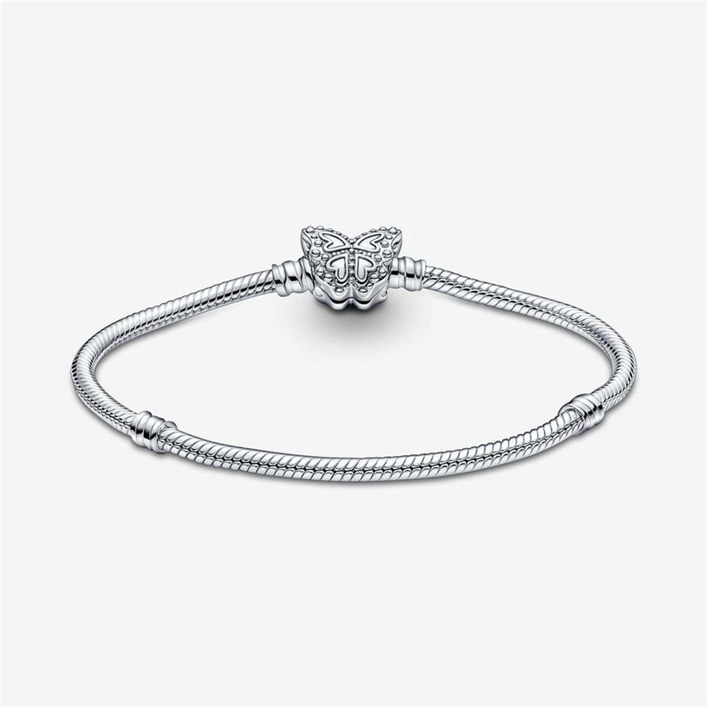 S925 sterling silver Moments Butterfly Clasp Snake Chain Bracelet