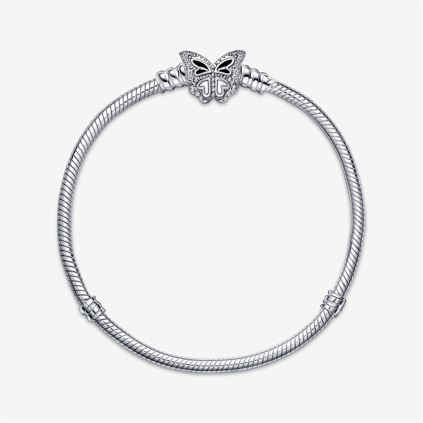 S925 sterling silver Moments Butterfly Clasp Snake Chain Bracelet